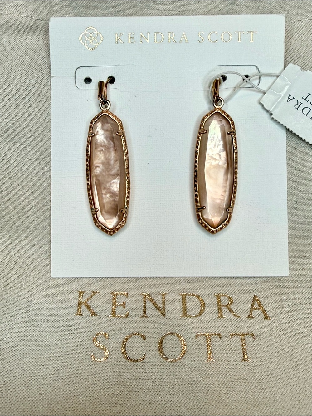 Kendra Scott Layla Earrings Rose Gold/Peach Illusion/Mother of Pearl, Reversable